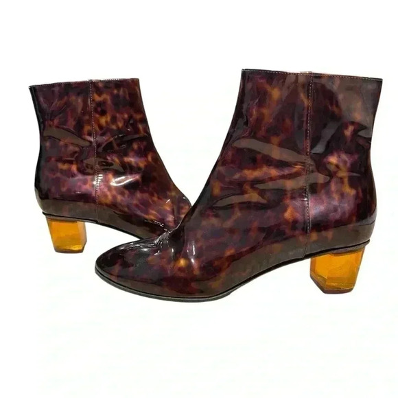 Dries Van Noten DVN Tortoise Ankle Boots Booties Size 37 6.5 Made in Italy - Picture 1 of 9